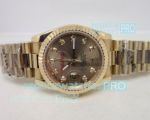 Rolex Datejust Gold Mens Replica Watch Brown Diamond Face 36MM